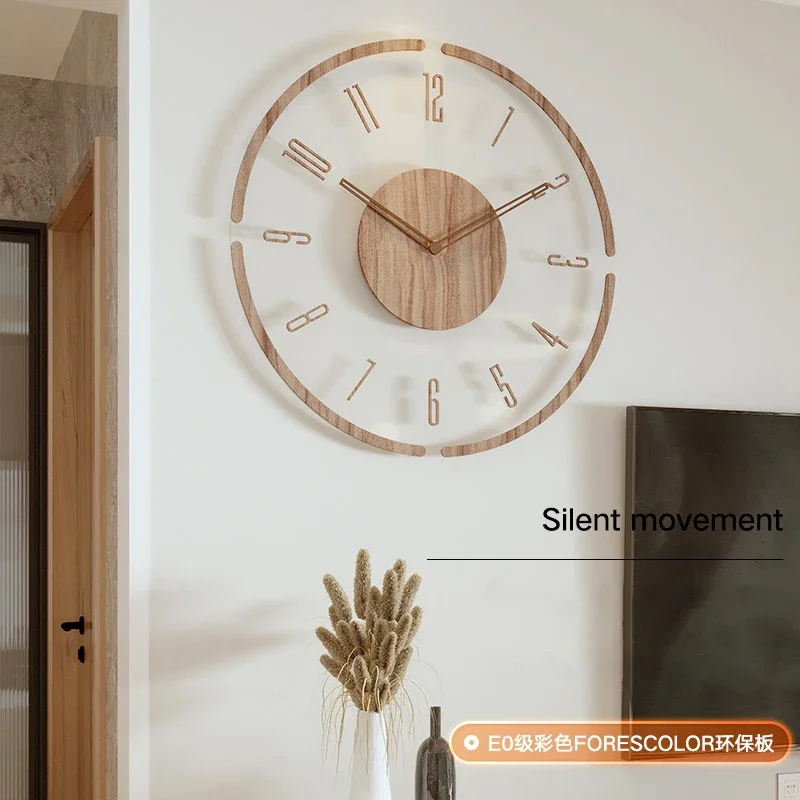 Luxury Watch Wall Clock - Acryl transparante wandklok hout stille moderne