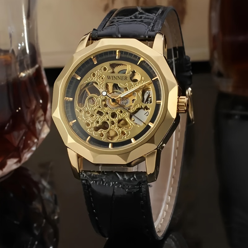 Luxury Watch Class - Topklasse luxe mechanisch herenhorloge, skeletontwerp, leren