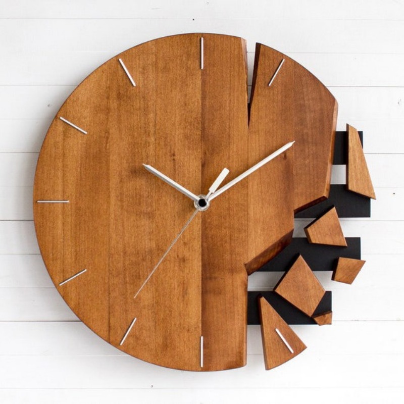Luxury Watch Wall Clock - Ronde stille wandklokken Houten kunst Moderne