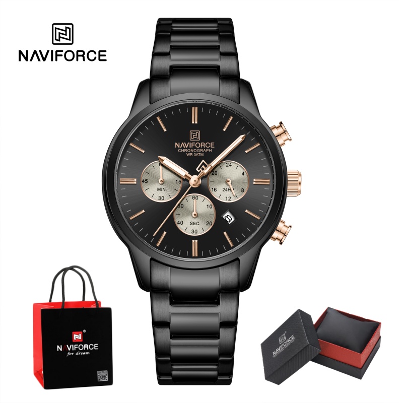 Luxury Watch With Bracelet - NAVIFORCE Heren Quartz Chronograaf Horloge Waterdicht