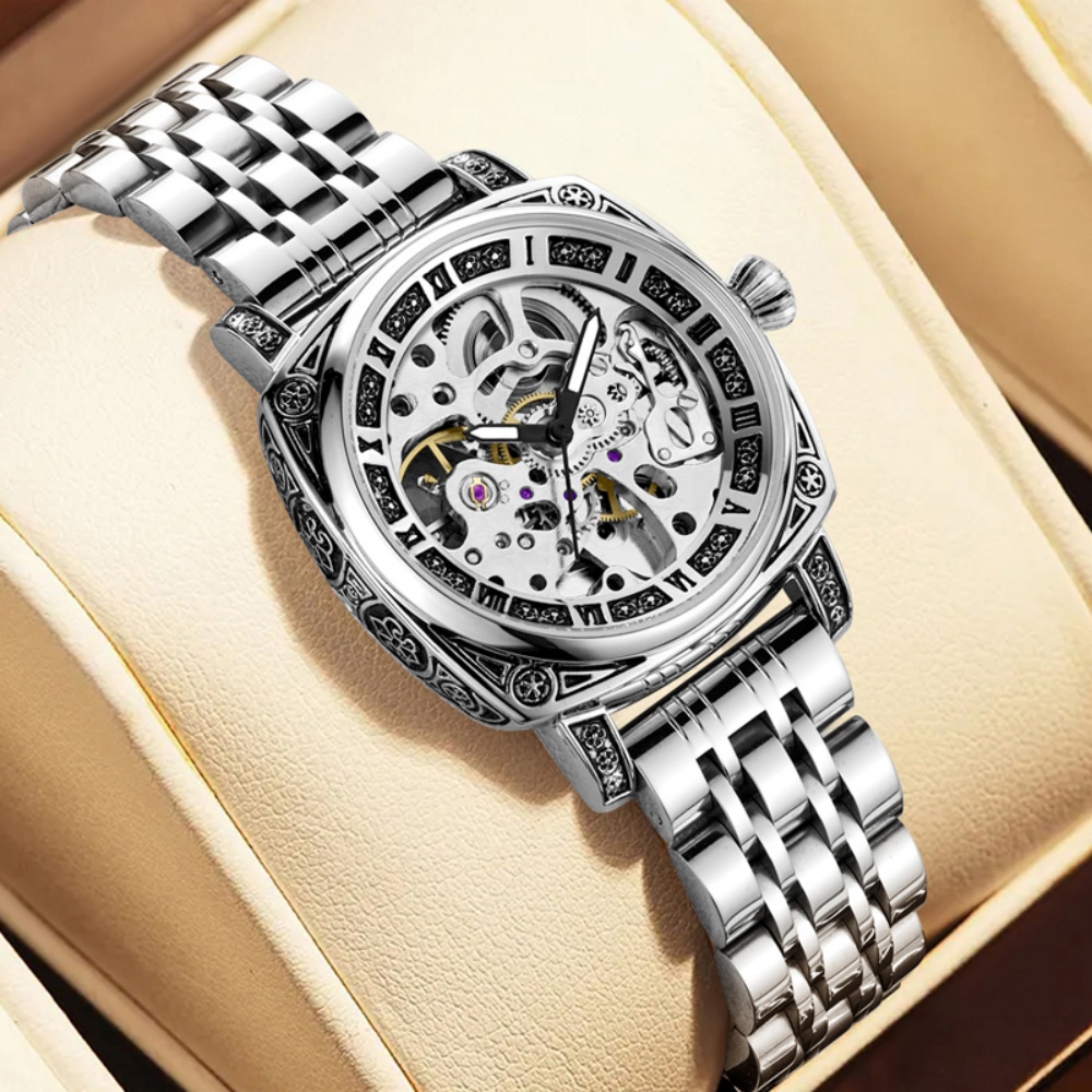 Luxury Watch Value - Gepersonaliseerd hol mechanisch dameshorloge, vintage gegraveerd