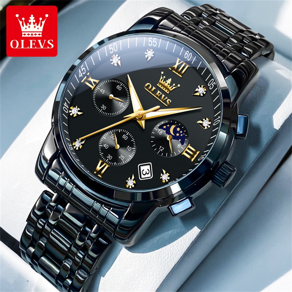 Luxury Watch News - OLEVS Populaire herenhorloges roestvrij staal zwart