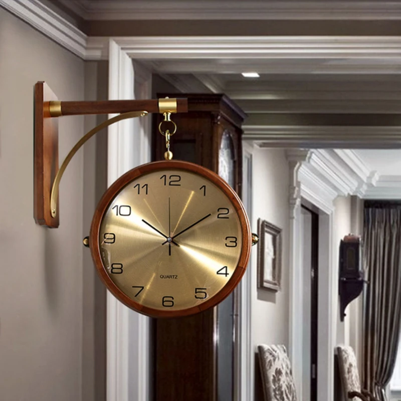 Luxury Watch Wall Clock - Lichte luxe stille metalen wandklokken Dubbelzijdige