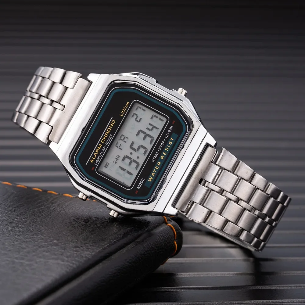 Luxury Watch Winder - Mode digitale herenhorloges Luxe roestvrijstalen schakelarmband