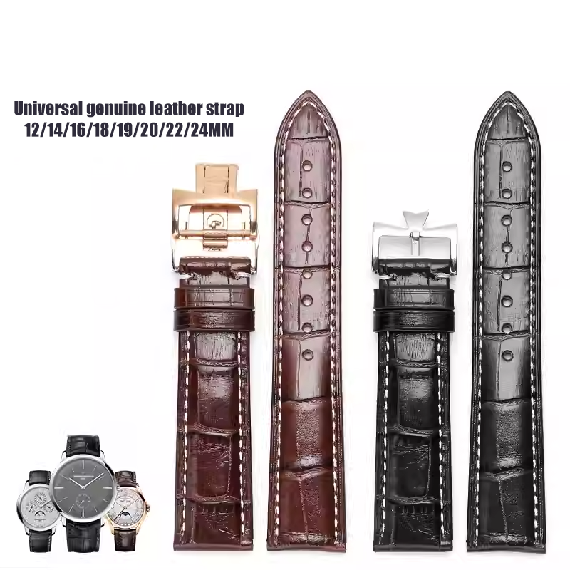 Luxury Watch Constantine - Luxe echt lederen horlogeband met bamboe-nerf