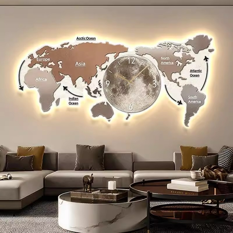 Wereldkaart Glowing Wandklok W - Luxury Watch Wall Clock recensie en prijs