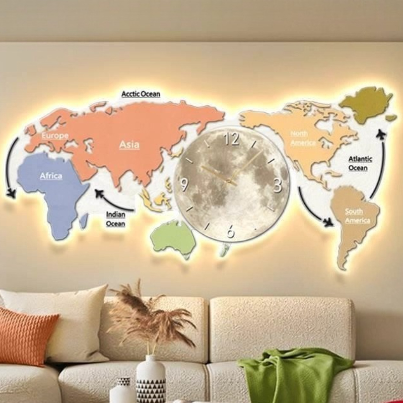 Wereldkaart Glowing Wandklok W - Luxury Watch Wall Clock recensie en prijs